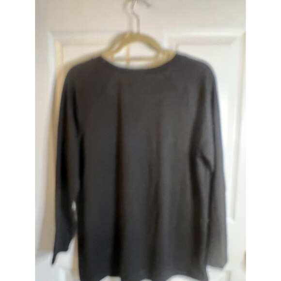 DG2 Diane Gilman Black With Rhinestone Accent Long Sleeve Top Size Large NWT - Picture 5 of 11